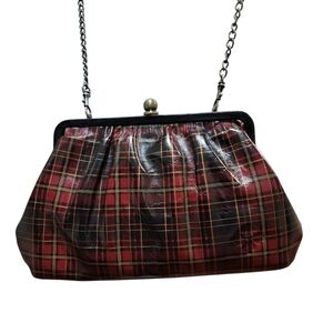 Patricia Nash Ealing Plaid Leather Convertible Frame Clutch Bag Crossbody Purse